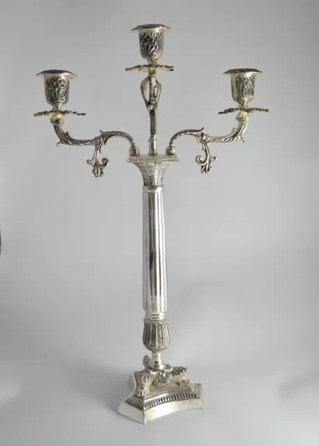 N7262 Bellissimo Candelabro 3 Fiamme In Argento Sheffield Collection