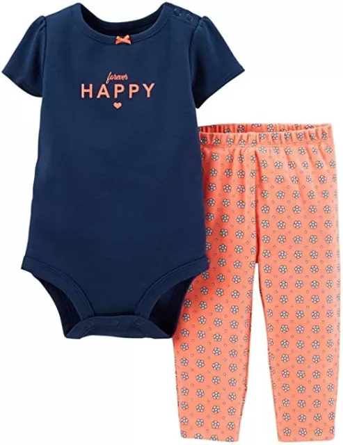 Carters Baby Girl  12 Months Two 2 Piece Set Outfit Forever Happy