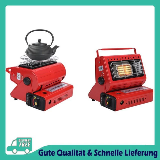 2in1 Tragbare Gasheizung 1,3KW Camping Butan Gas Kocher Keramik Gaskocher