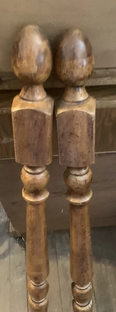 Pair of Architectural Salvage Wood Corner Columns Post Molding 42.5” Finial 2