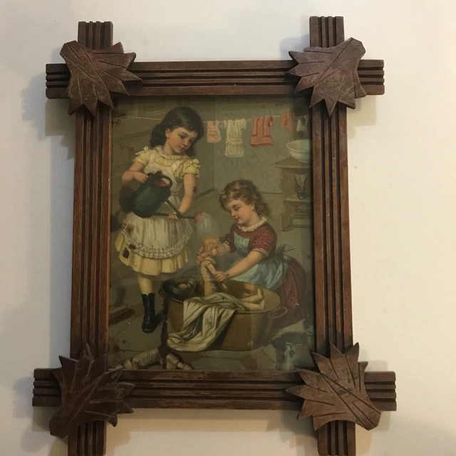 Adirondack Frame W/ Print Of Girls Bathing A Doll