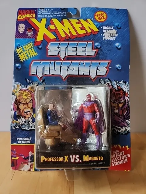 Marvel X-Men Steel Mutants Professor X vs Magneto Action Figures Toy Biz 1994