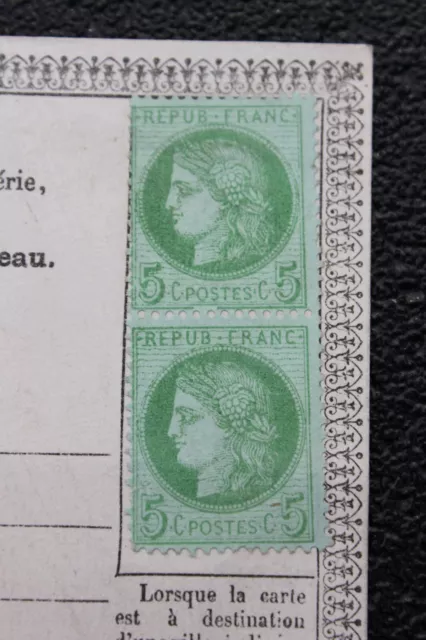 Timbre N°53 Cérès 5c Paire Verticale 1872 neuf (*) 3e Carte Postale Libonis 1873 3