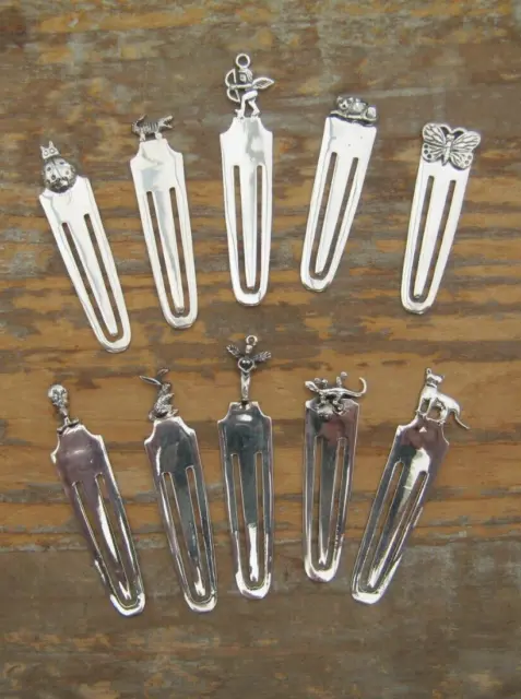 A Collection Of 10 Beautiful Bookmarks Cast In REAL Solid Silver & Stamped 925