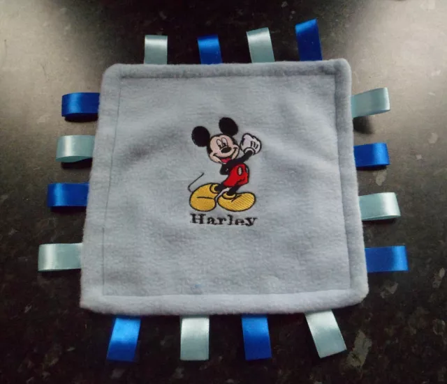 Personalised Mickey Mouse Star Baby Taggy Blanket Comfort Comforter Gift