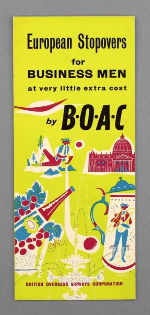 Boac European Stopovers 1959 Vintage Airline Brochure B.o.a.c.