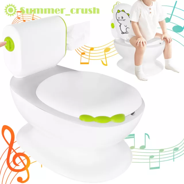 Potty Toilet Training Chair Baby Kids Toddler Dinosaur Paper Holder Flush Sound