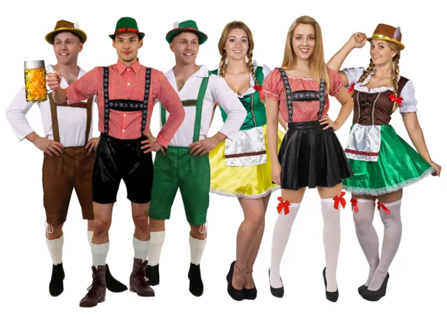 Adulti Costumi Bavariani Pantaloni Di Pelle Uomo Donna Ottobretoberfest Tedesco Abito Elegante
