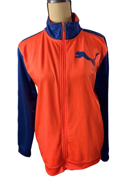 Puma Boys Size XL Detroit Tigers New York Mets Colors Zip Up Jacket Blue Orange
