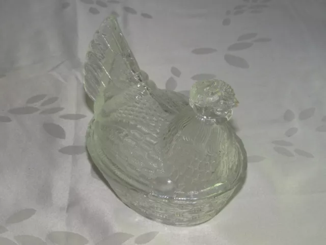 Ancien Beurrier Boite A Beurre En Verre Motif Une Poule 1950-1970