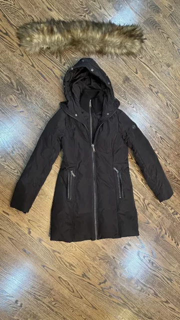 Michael Kors Women's Hooded Down Parka Long Jacket Black Size XS