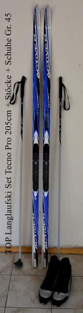 Langlaufski Set Tecno Pro "Active 8" 205 cm Schuppen SNS + Stöcke + Schuhe