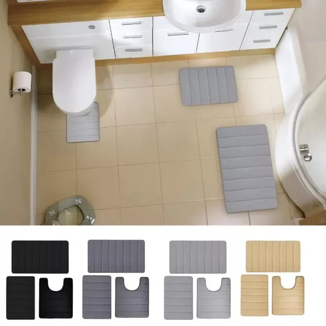 3Pcs/Set Water Absorption Bath Mats Sets Soft Rugs  For Home Floor