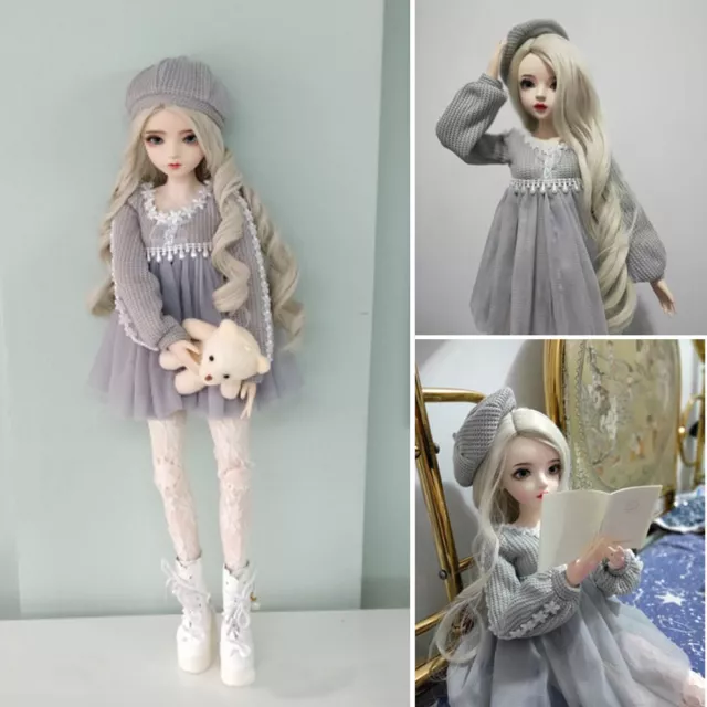Full Set 1/3 Ball Jointed Girl 60cm BJD Doll With Changeable Eyes Wigs Clothes