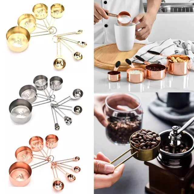 4/8 Pcs Stainless Steel Measuring Cups Spoons Set Kitchen Tools Baking Utensils