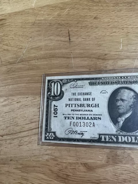 Rare 1929 10-Dollar National Currency Note Pittsburgh PA Uncirculated 2