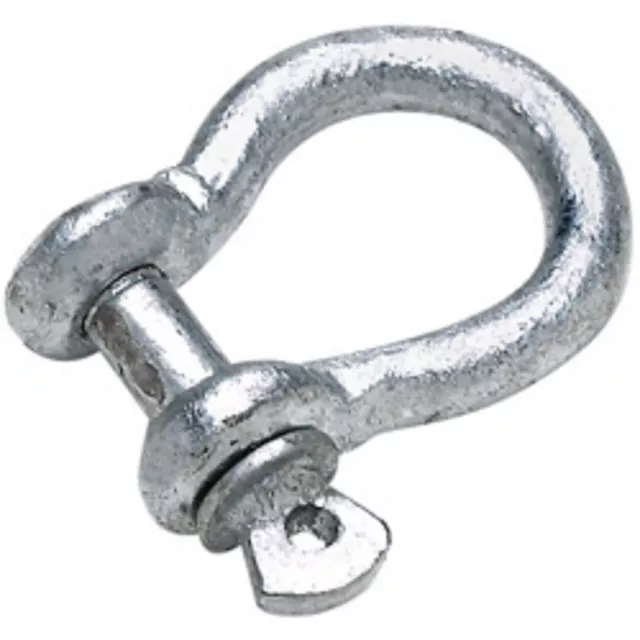 3/8" Galvanized Steel Screw Pin Anchor Bow Shackle - WLL 1 Ton PAIR (2)