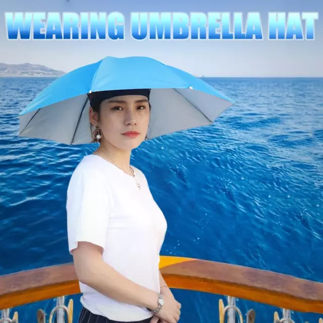 T0# 5Pcs Outdoor Cap Portable Anti-Rain Anti-Sun Head Umbrella Hat (Light Blue)