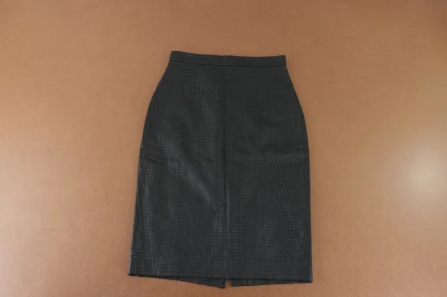 Banana Republic Women's Size 4 Black Perforated Faux Leather Pencil Skirt