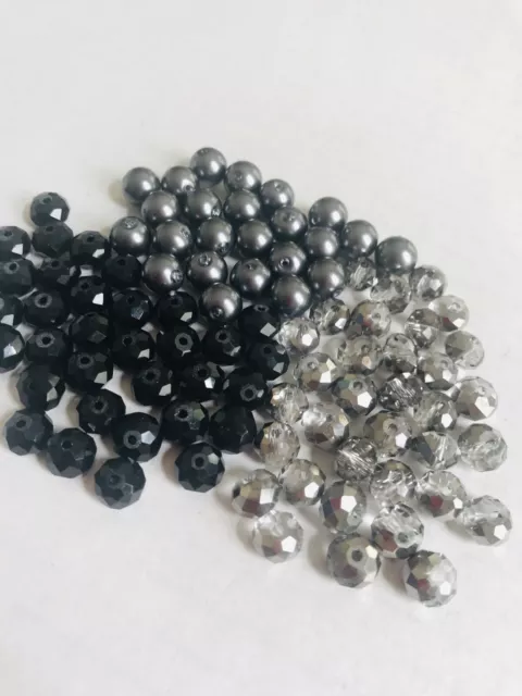 96 Mixed Crystal Glass Beads, Jewellery Making, Craft *New* 2