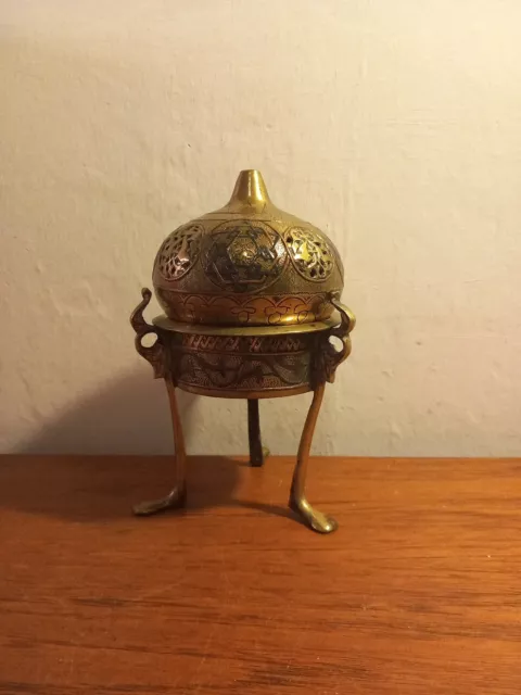 Vintage Antique Brass Incense Burner,  Islamic,  17Cms Tall