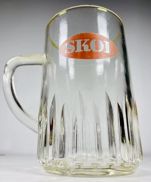 SKOL Pint Glass Tankard big Vtg Red Logo 70s Man Cave pub Iconic Lager Retro .-