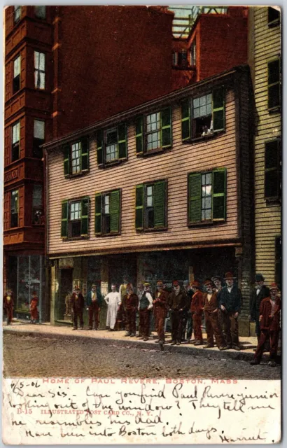 1906 Home Of Paul Revere Boston Massachusetts Crowd Passageway Posted Postcard