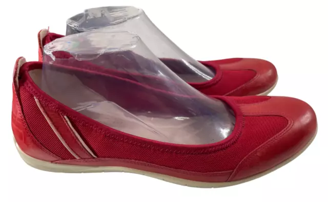 Ecco Women's Bluma Summer Red Leather/Fabric Ballet Flats EU 41/US 10-10.5