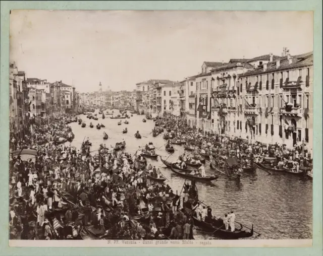 Italie, Venise, la Régate sur le Grand Canal, ca.1880, tirage vintage Tirage vin