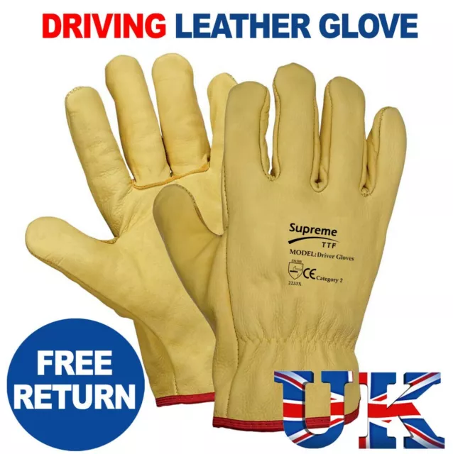 Yellow Leather Gardening Gloves Thorn Proof Garden Work Driver Safety Glove