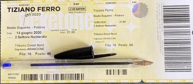 1 Biglietto Concerto Tiziano Ferro 14 Luglio 2023 Padova