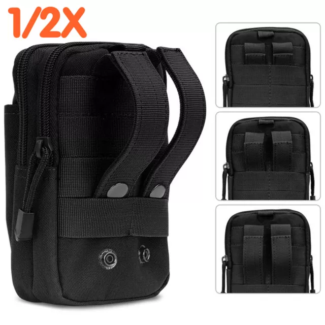 1/2x Multifunktion Herren Taille Tasche Taktische Handy Gürteltasche Hüfttasche