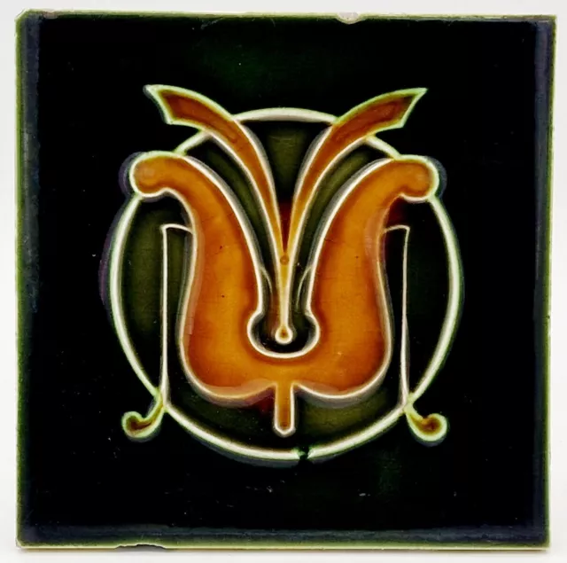 Antique Tile Art Nouveau Majolica by Henry Richards C1905 AE6