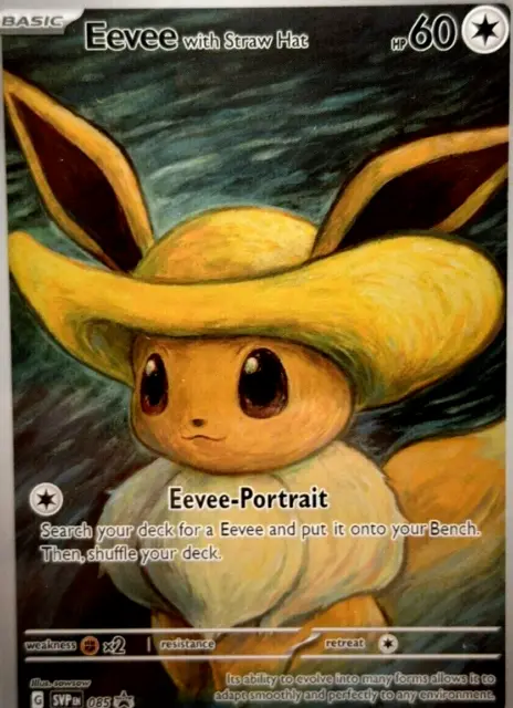 Pokemon Van Gogh Eevee with Straw Hat Metal Card Fan Art Museum Cards Pikachu