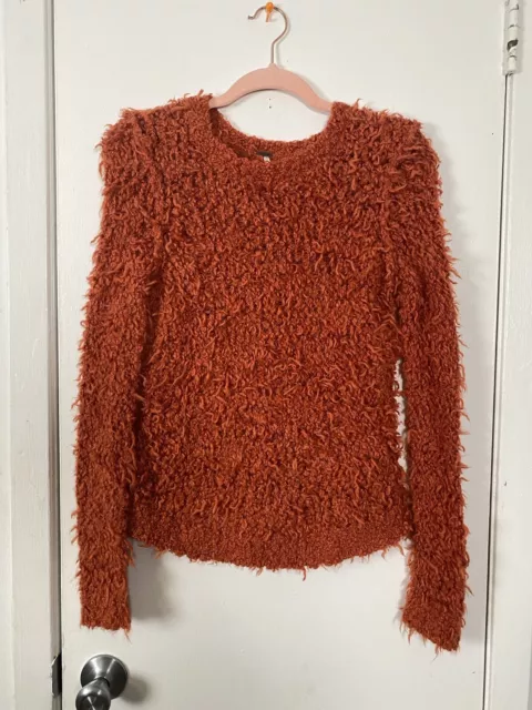 Free People September Song Burnt Orange Pullover Long sleeves Sweater Size S 3