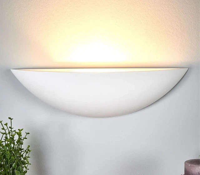 Applique Lampada Parete Gesso Bianco Moderno Coppa Attacco E27 Verniciabile 5036