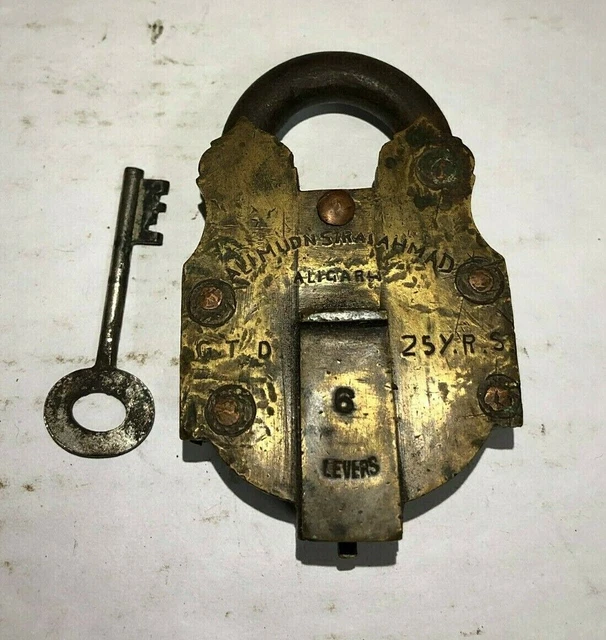 Ein Altes Vintage Messing Seltenes Aligarh Tricky Vorhängeschloss Mit 6...
