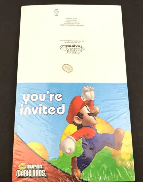Nintendo Super Mario Bros. "You're invited" Retro Party Invitations w/Envelopes