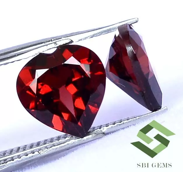 4.20 CTS Certified Natural Red Garnet Heart Shape Cut Pair 8x8 mm Loose Gemstone 3