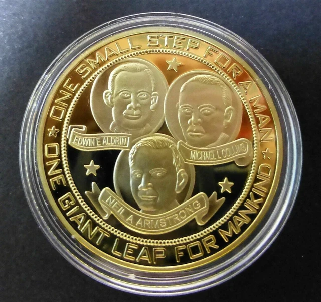 MOON LANDING GOLD Coin Apollo 11 Space Exploration Astronaut NASA Lunar ...
