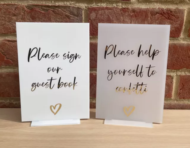 Acrylic Wedding Signs, Sign Our Guestbook Sign, Cards and Gifts Sign, Confetti