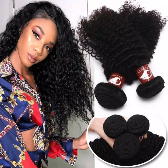 Kinky Curly Brazilian Peruvian Virgin Human Hair Extensions Weft Weave 3Bundles