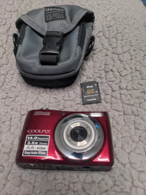 Nikon COOLPIX L24 14.0MP 3.6x Zoom Digital Camera Red Everything Works As Should
