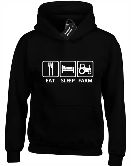 Eat Sleep Tractor Kids Childrens Hoody Hoodie Farming Agriculture Design Funny