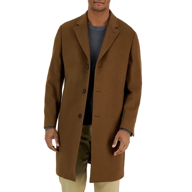Lauren Ralph Lauren Men’s Luther Luxury Blend Overcoat in Vicuna Tan, Size 40L