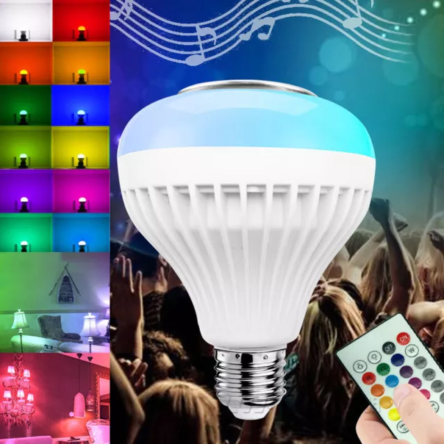 2 In 1 Smart Bluetooth Speaker E27 Bulb Light LED Music Lamp With Remote Control