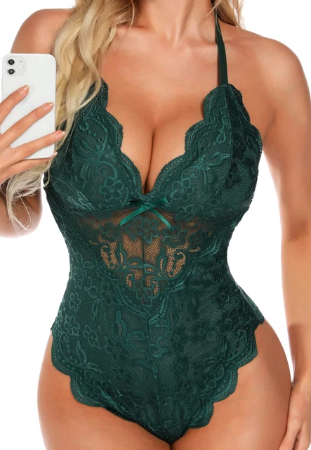 Aranmei Lingerie Sexy Babydoll In Pizzo E Rete Con Catena | Chemise Da Notte Donna Con Spacco - Foto 10