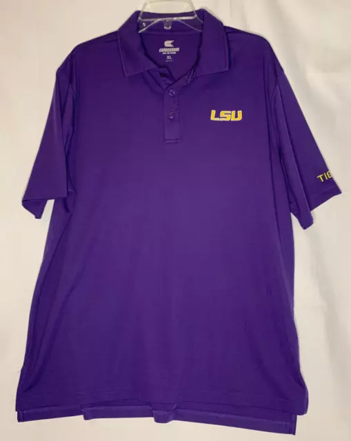 Colosseum Mens Purple Short Sleeve Polo Shirt NCAA LSU Tigers Size XL