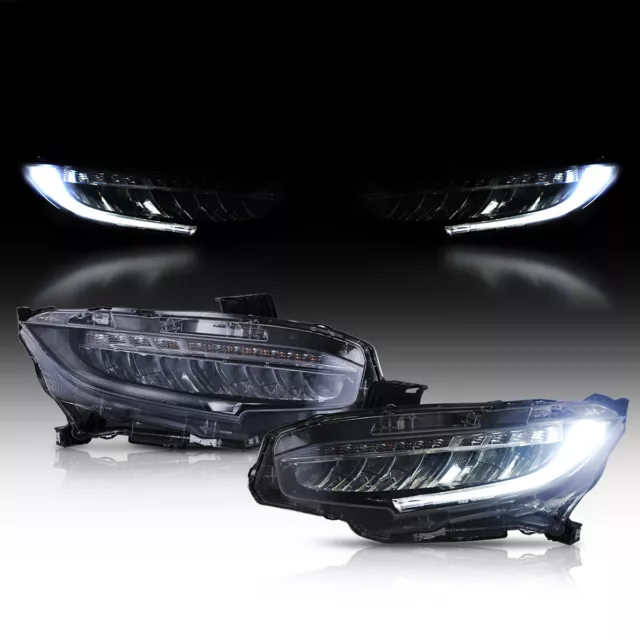 [FULL LED] Sequential Turn Signal Projector Headlights For 2016-2021 Honda Civic