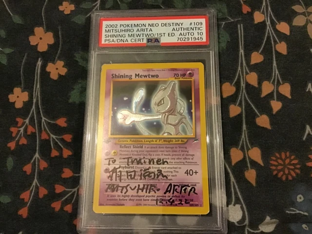 2002 Pokemon Neo Destiny 1. Auflage glänzend mewtwo Arita signiert PSA AUTO 10
